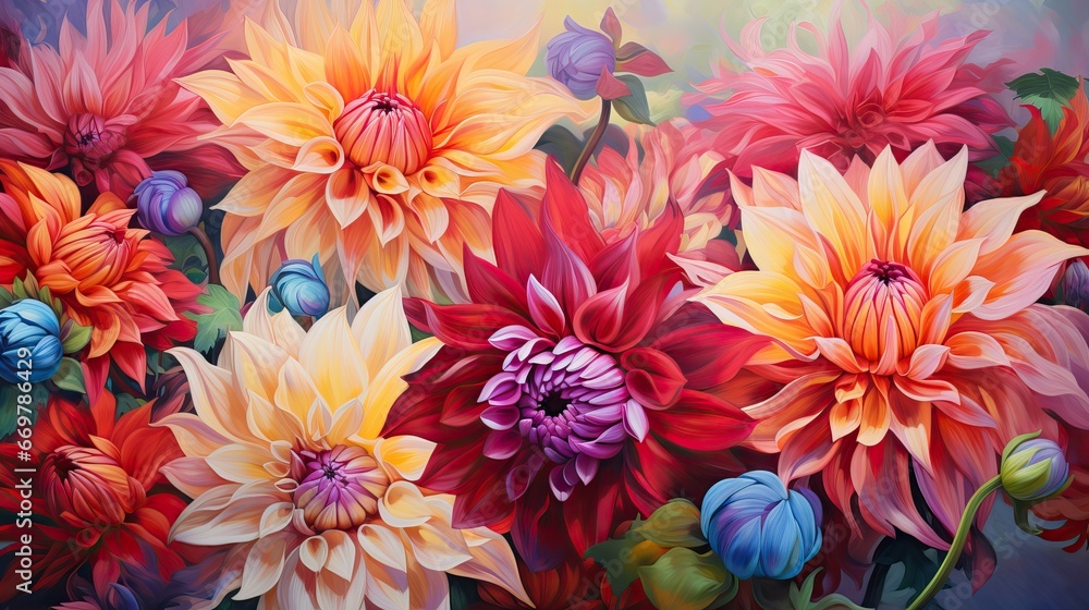 Vibrant, beautiful flowers burst with life, offering a feast for the eyes and symbolizing vitality, beauty, and a deep appreciation of aesthetics. Generative AI. Vibrant, beautiful flowers burst with life, offering a feast for the eyes and symbolizing vitality, beauty, and a deep appreciation of aesthetics. Generative AI.