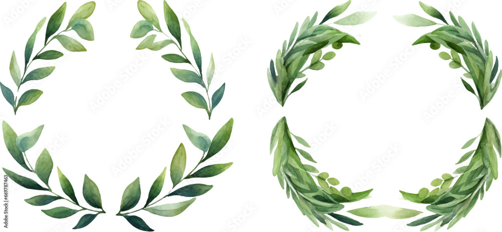 Obraz premium four watercolor laurel wreaths for printable templates