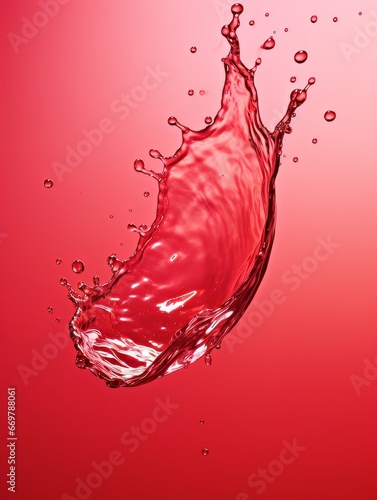 Crystal clear water drip splash on red background AI
