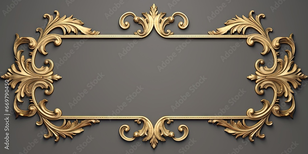 Elegant nostalgia. Ornate antique frame for timeless artistic presentation. Vintage grandeur. Richly carved golden decorative element. Baroque elegance. Antique gold timeless touch of classic art