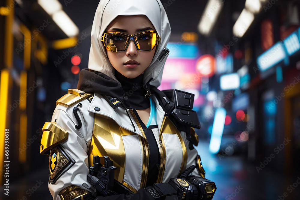 cyberpunk hijab girl future tech islamis era cyberpunk hijab girl future tech islamis era
