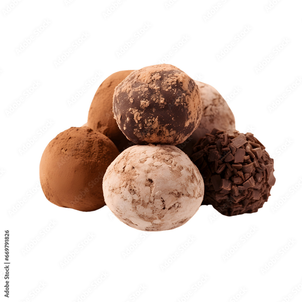 Dessert Chocolate Truffle Assortment Isolated on a transparent background Dessert Chocolate Truffle Assortment Isolated on a transparent background