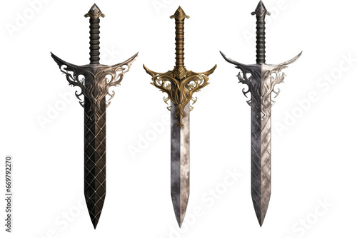 ancient swords isolated on transparent background