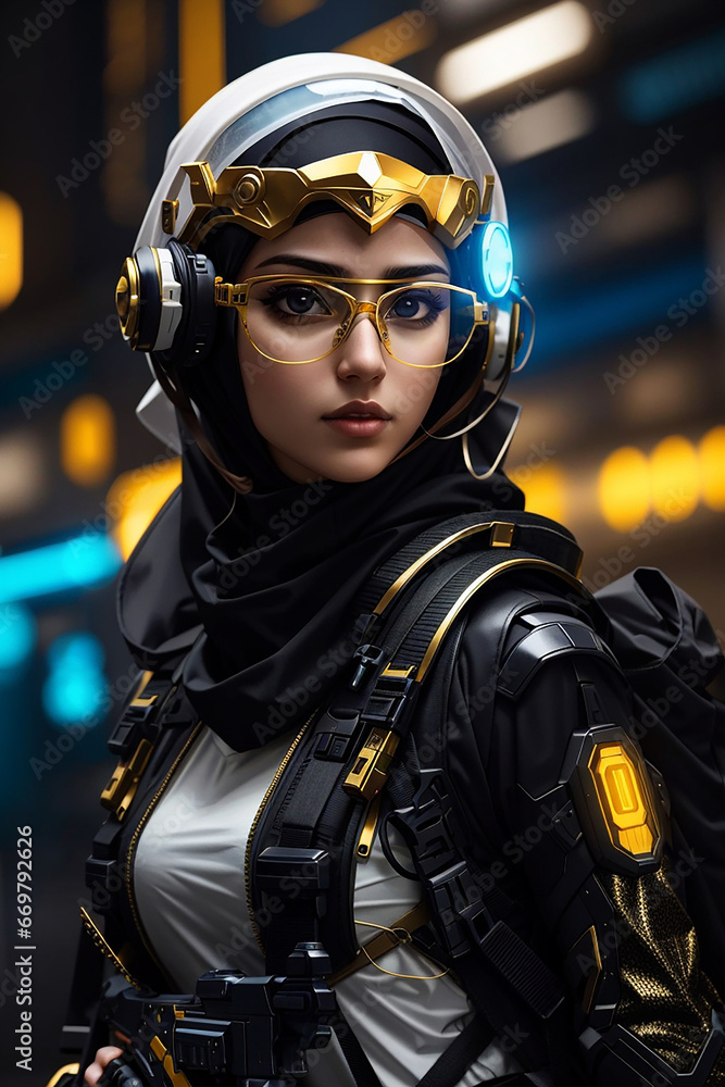 cyberpunk hijab girl future tech islamis era cyberpunk hijab girl future tech islamis era