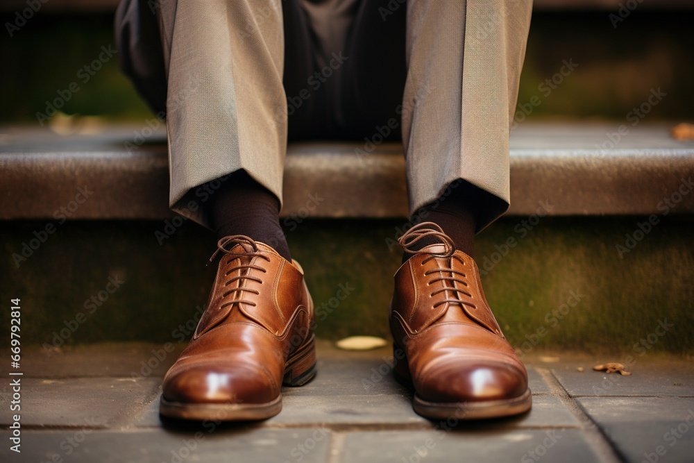 brown shoes outdoor pose brown shoes outdoor pose