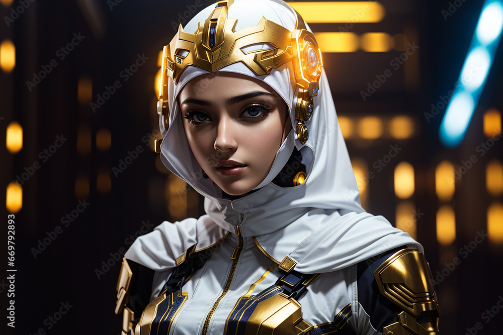 cyberpunk hijab girl future tech islamis era cyberpunk hijab girl future tech islamis era