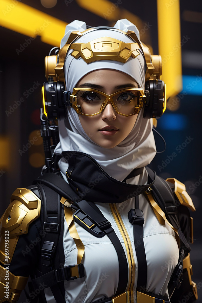cyberpunk hijab girl future tech islamis era cyberpunk hijab girl future tech islamis era