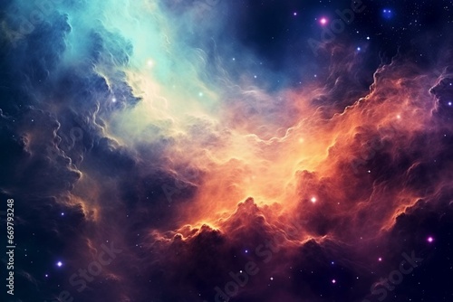 Nebula with stars and fantasy galaxy background. Generative AI