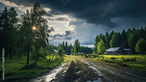 Free photo pyrenees mountain landscape with village