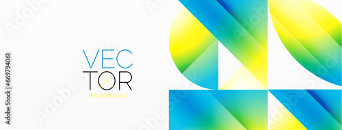Serene gradient template. Circles and triangles mingle in minimalist perfection. Gentle fusion of forms and hues creates balanced yet captivating backdrop, embodying modern sophistication