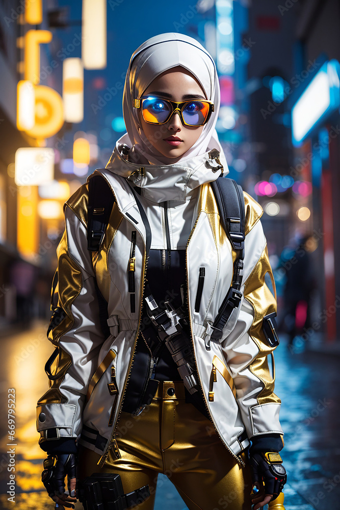 cyberpunk hijab girl future tech islamis era cyberpunk hijab girl future tech islamis era