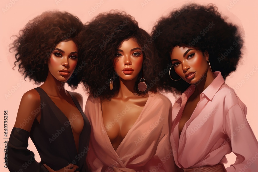 Fototapeta premium Portrait of three beautiful ladies 