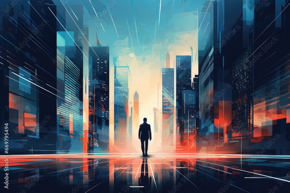 person walking in the city at night person walking in the city at night