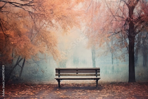bench in park during fall 