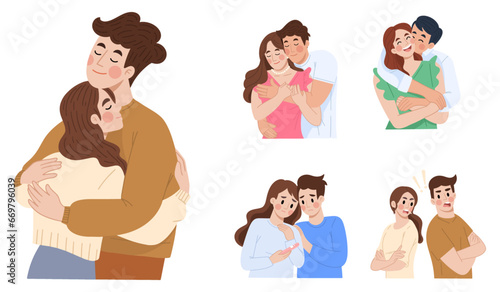 set of couple character poses collection. Celebrate valentines day illustration vector eps