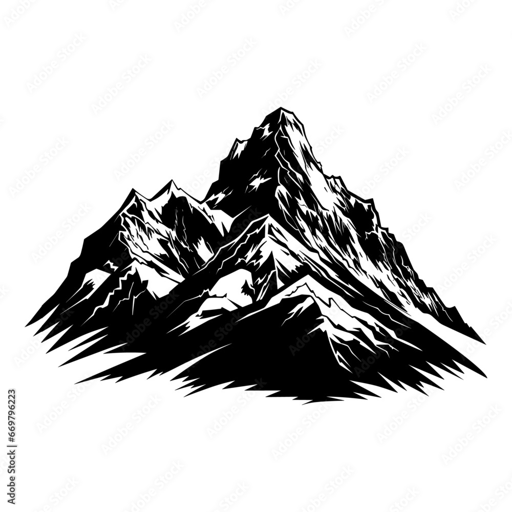 Illustration of a mountain, adventure landscape, Generative Ai. Illustration of a mountain, adventure landscape, Generative Ai.