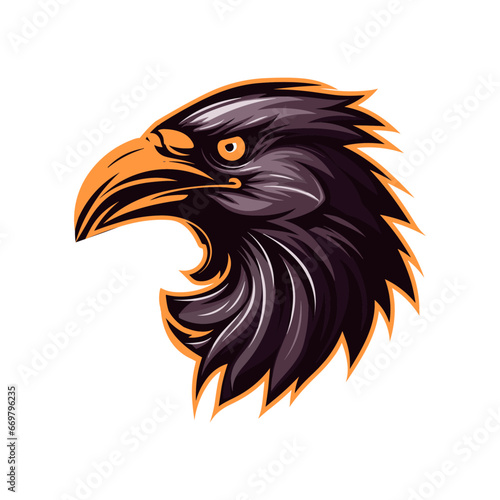 Head of raven, mascot logo design, vector illustration, Generative Ai.