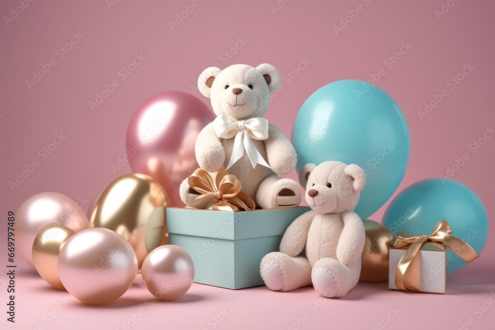 Adorable Baby Toys and Teddy Bears with Balloons, a teddy bear with balloons background Adorable Baby Toys and Teddy Bears with Balloons, a teddy bear with balloons background