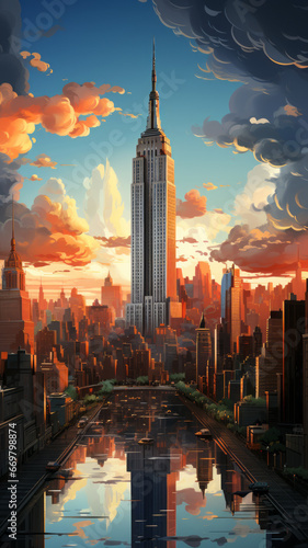 new york sky scrapper iconic landmark, generative ai