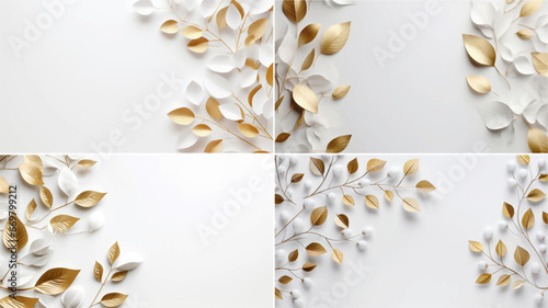 abstract floral background minimal postcard layout wedding border greeting composition frame copy space eucalyptus overhead