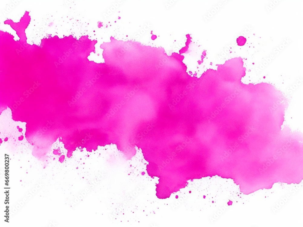 Abstract pink color painting illustration - watercolor splashes or stain, isolated on transparent background PNG (Generative Ai)