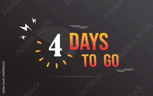 4 days to go, 04 countdown left day logo icon, count time sale, four day left colorful vector illustration