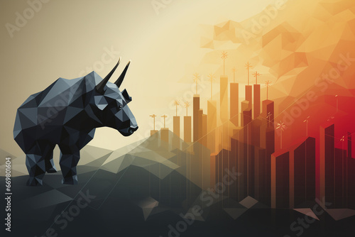 stock market bull illustration - bullish market trading photo