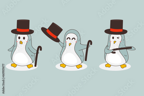 penguin with a hat