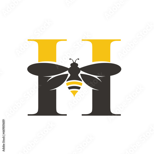letter H with bee for honey industries.