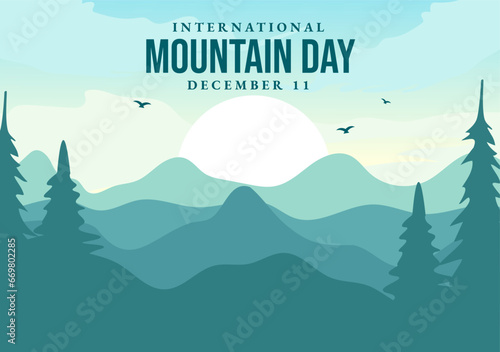 International Mountain Day Social Media Background Flat Cartoon Hand Drawn Templates Illustration