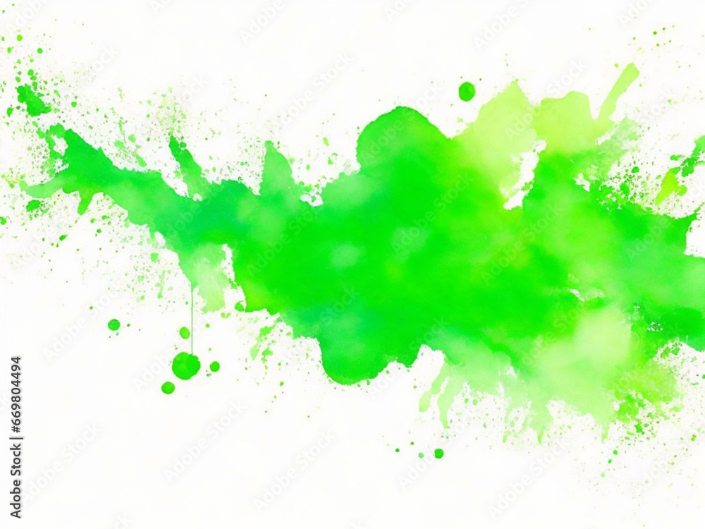 Obraz premium Abstract green color painting illustration - watercolor splashes or stain, isolated on transparent background PNG (Generative Ai). 