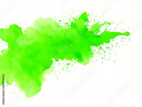 Abstract green color painting illustration - watercolor splashes or stain, isolated on transparent background PNG (Generative Ai). 