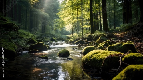 Free photo of A Tranquil Forest Stream Captured in a Portrait photo