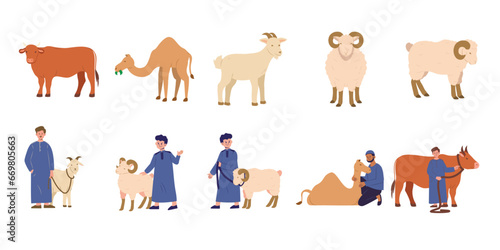 Fototapeta Naklejka Na Ścianę i Meble -  Full Package of Animals for Qurban | Eid Adha Series