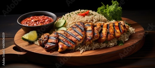 Grilled rice with Indonesian chicken