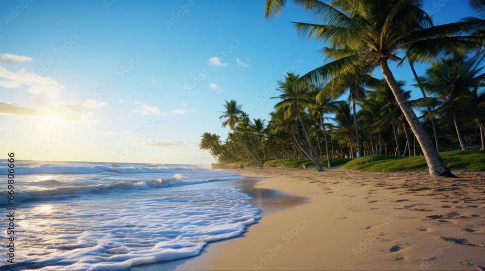 Photo of Tropical Paradise A White Sand Beach Under Cloudy Skies