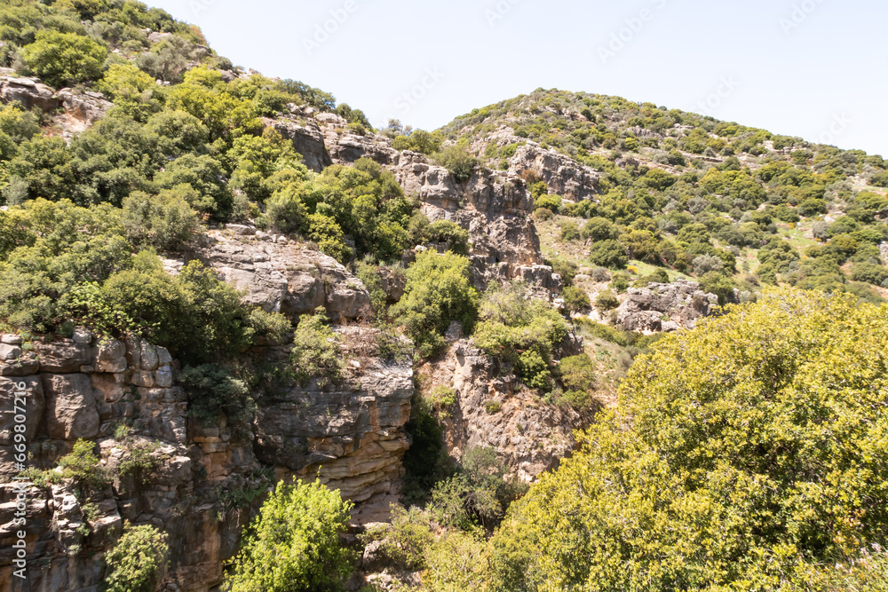 The Nahal Amud National Natural Park in Western Galilee in northern Israel The Nahal Amud National Natural Park in Western Galilee in northern Israel