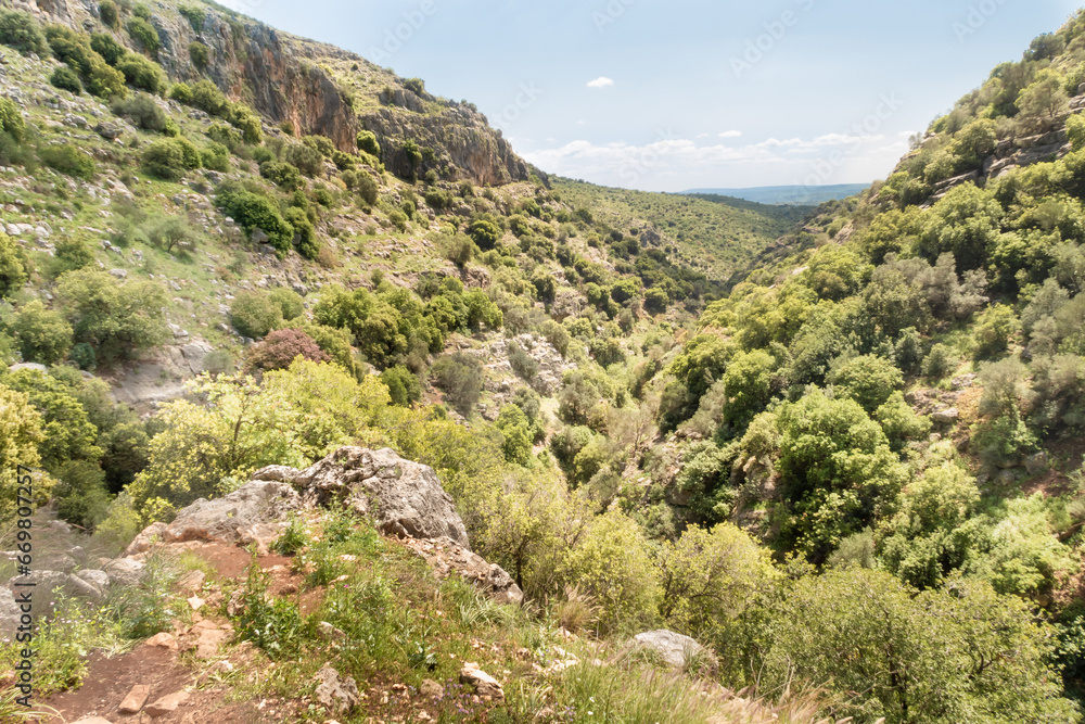 The Nahal Amud National Natural Park in Western Galilee in northern Israel The Nahal Amud National Natural Park in Western Galilee in northern Israel