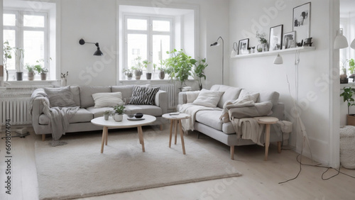 Modern Comfort Meets Scandi Chic: The Grandeur of a Large Flat Living Room © Kobirul