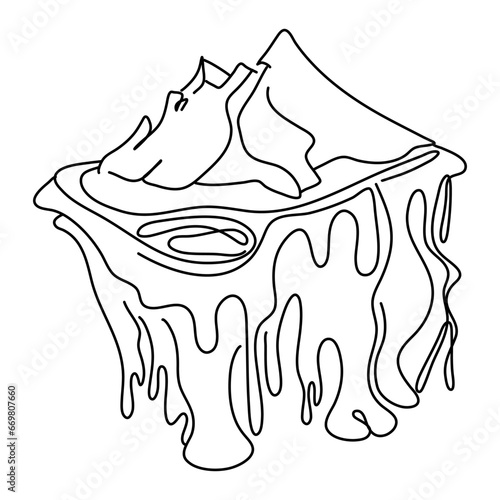 Flat Illustration Global Warming shows the Earth with a layer of green surrounding it. This layer represents the Earth's atmosphere, which helps to keep the planet warm by trapping solar radiation.