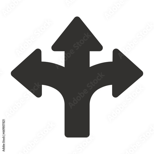 Three Arrow Vector Solid Icon. Three Way symbol. Triple Arrow icons. Triple Arrow collection. Triple Arrow - stock vector.
