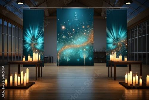 modern and deconstruction decorative of christian church stage interior design photo