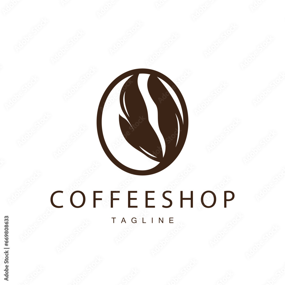 Coffee Shop Logo, Black Coffee Bean Design Vector Drink Simple Symbol Illustration Template Coffee Shop Logo, Black Coffee Bean Design Vector Drink Simple Symbol Illustration Template