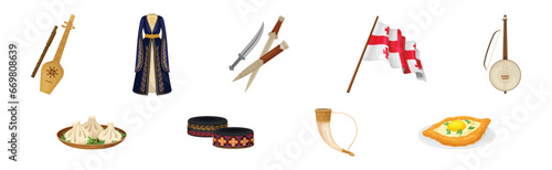 Georgia Cultural Symbol and Country Attribute Vector Set