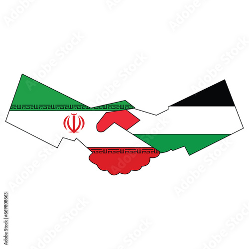 Iran and Palestine hank shake design. Iran and Palestine Friendship illustration design with white background. Iran stand with Palestine.