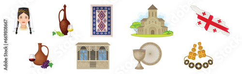 Georgia Cultural Symbol and Country Attribute Vector Set