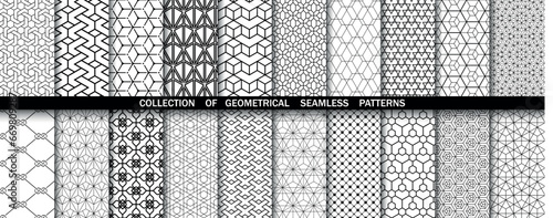 Wallpaper Mural Geometric set of seamless black and white patterns. Simple vector graphics Torontodigital.ca