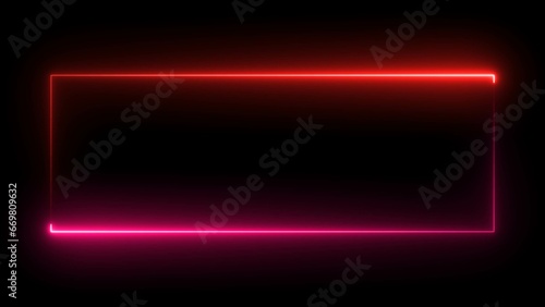 Abstract glowing neon rectangle frame illustration background