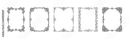 Decorative Frames with Ornament Rectangle Border Vector Set