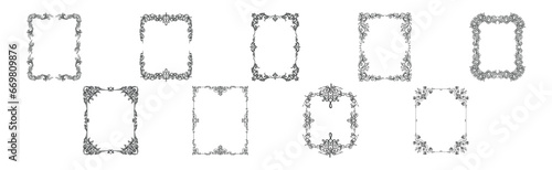 Decorative Frames with Ornament Rectangle Border Vector Set